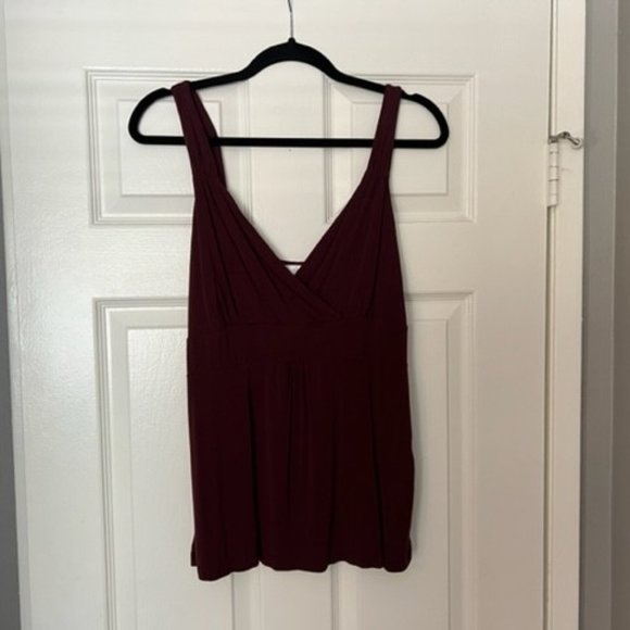 Burgundy Ann Taylor Loft Deep V Tank top - Size Large - Picture 1 of 6